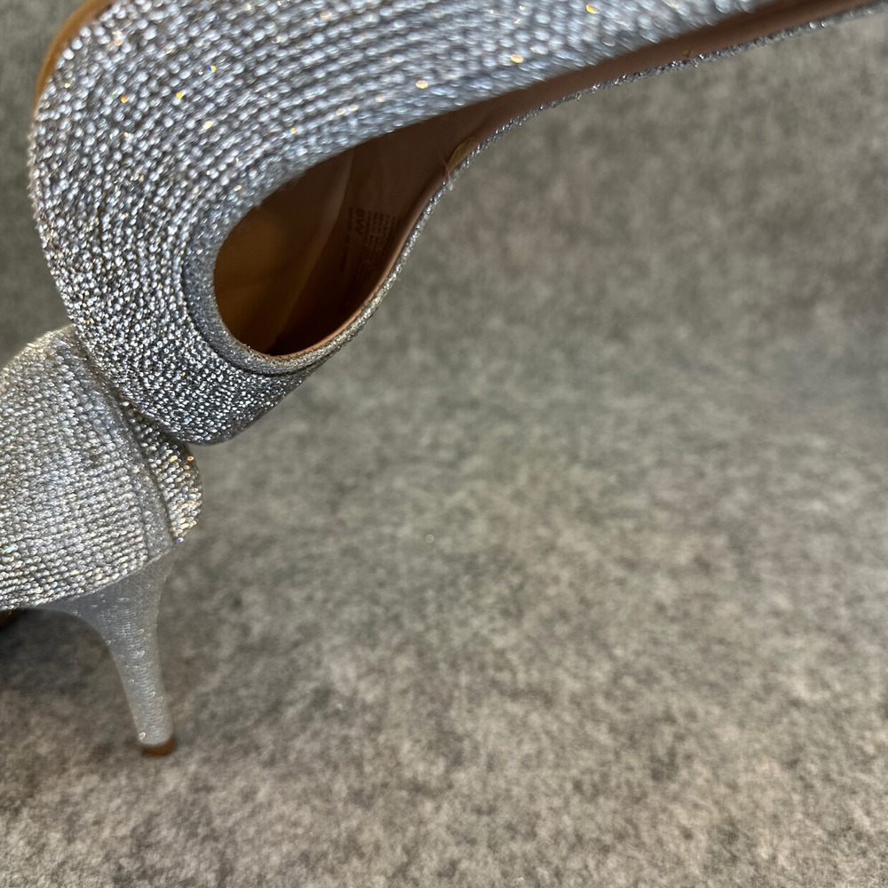 INC International Concepts Silver Rhinestone Pumps Womens 8W Pointed Toe Heels - Picture 11 of 12